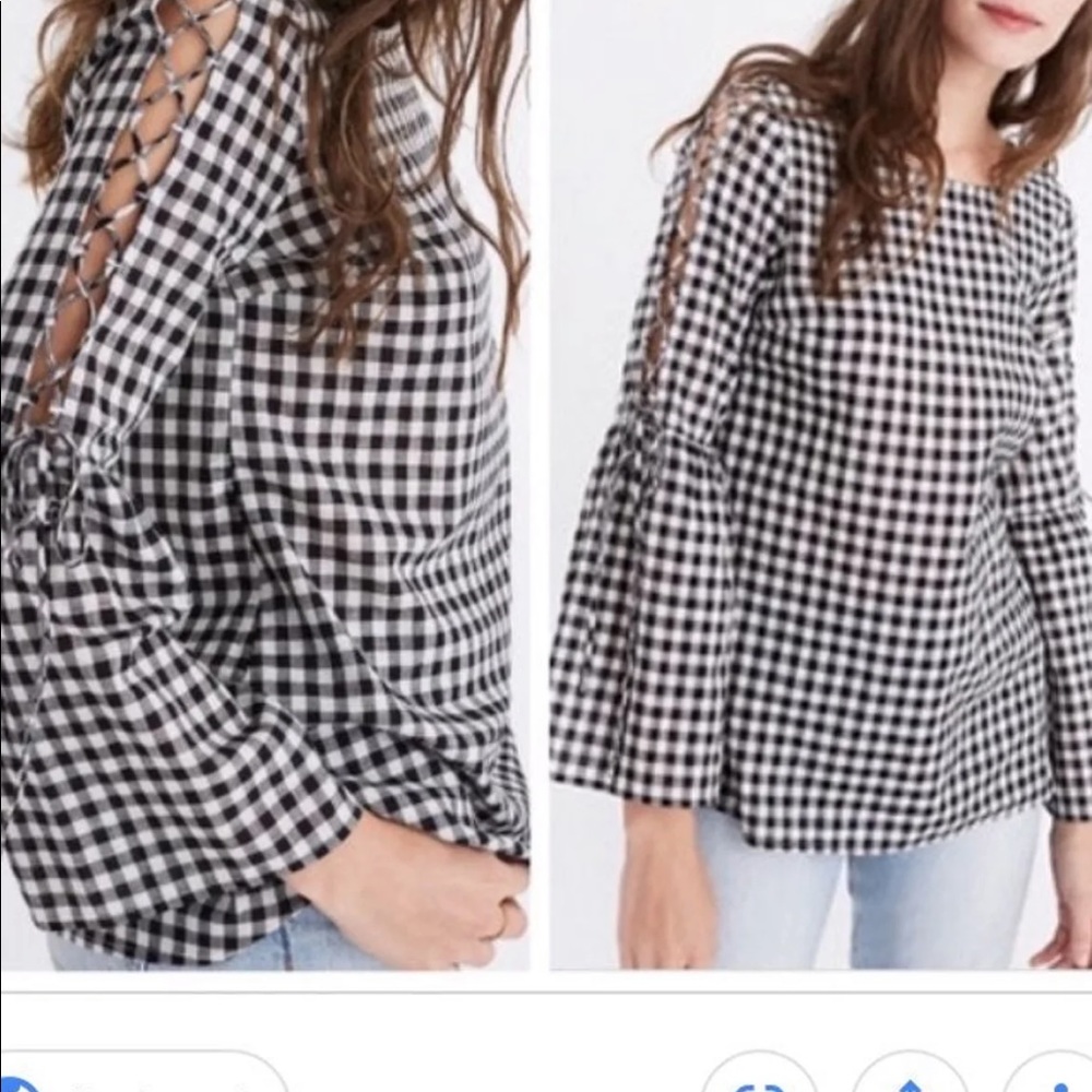 Madewell lace up bell sleeve shirt